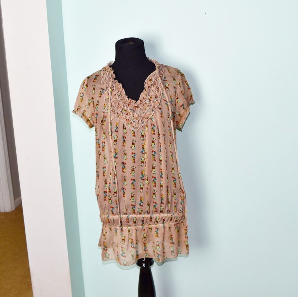 Gorgeous Beige Floral Print Tunic